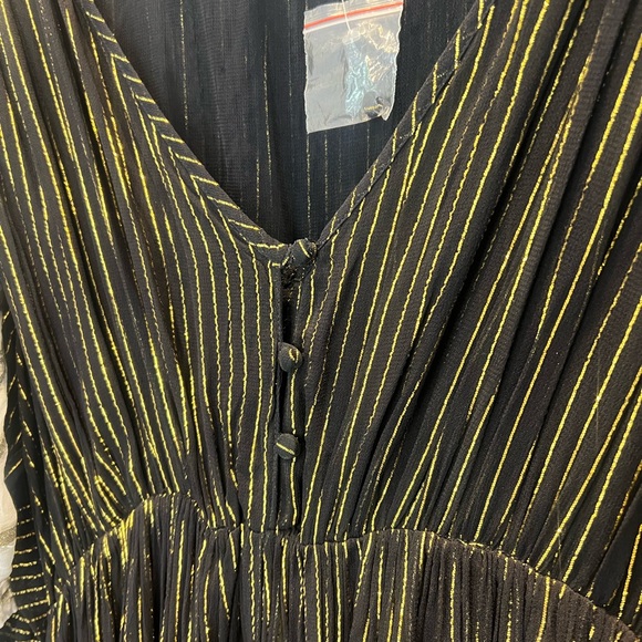 Never Worn Chasing Unicorns  maxi dress metallic gold trim - Picture 3 of 5